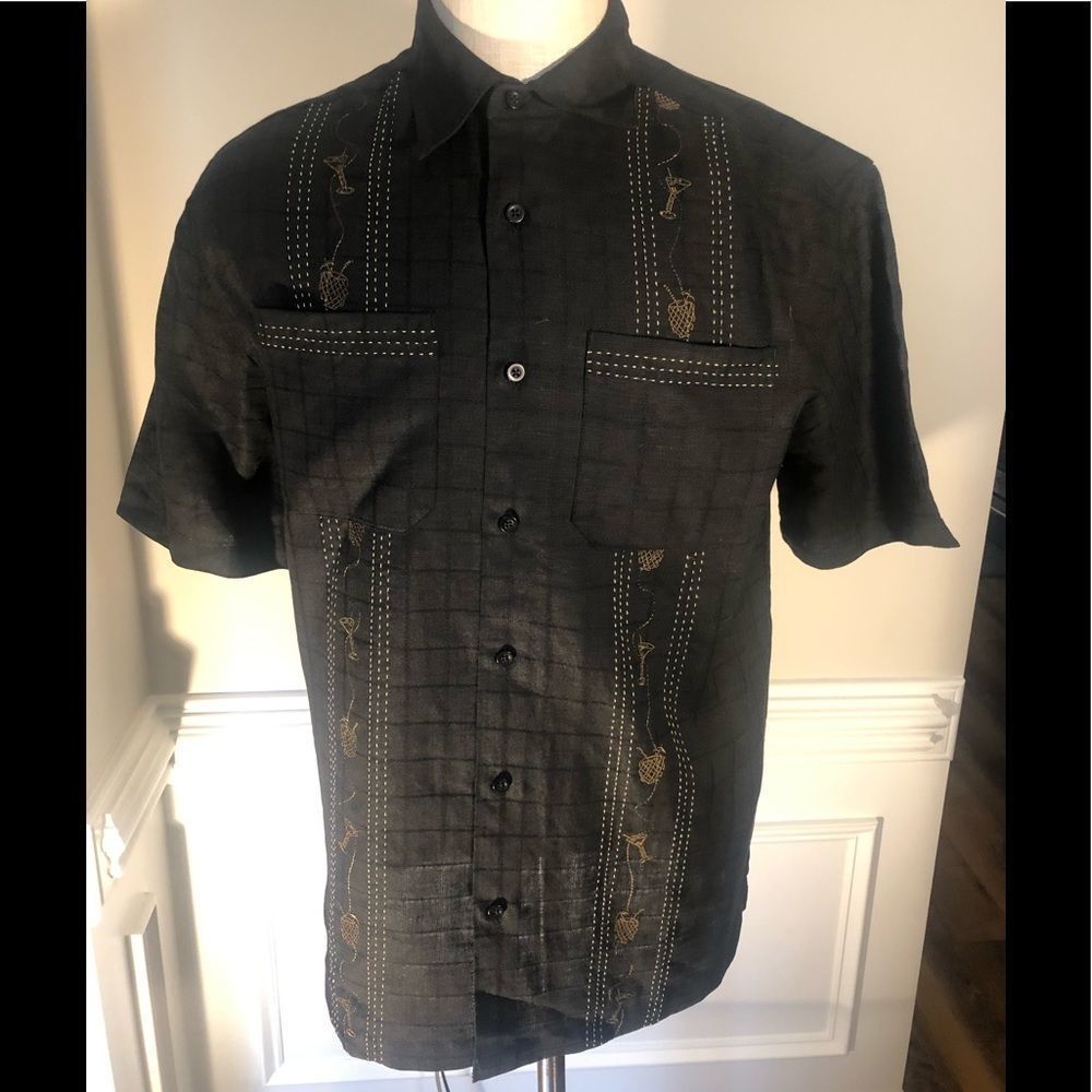Cubavera  S/S Linen/Rayon Stylized Embroidery 🧵